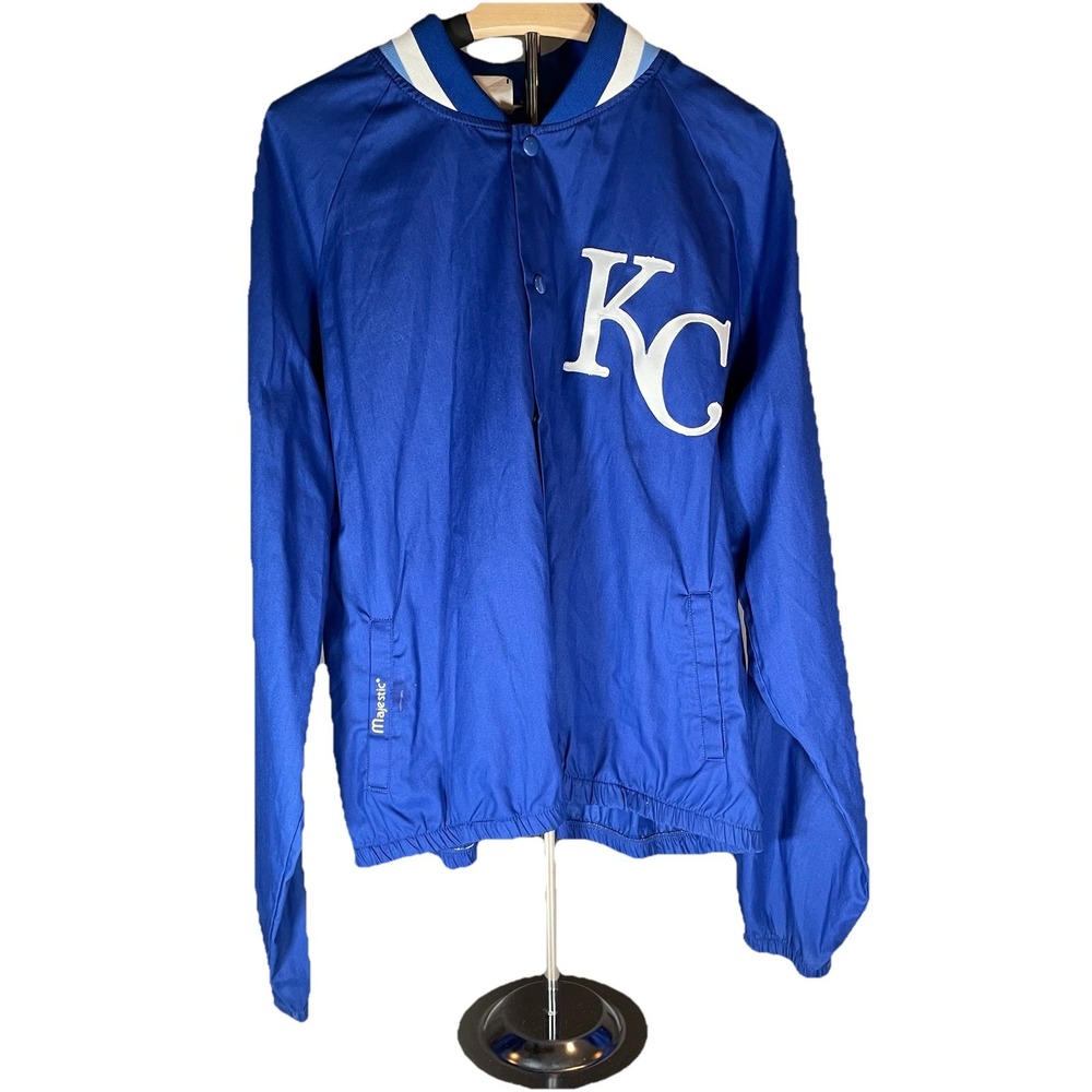 Vintage Kansas City Royals Windbreaker Jacket XL‎ Majestic MLB Licensed Blue